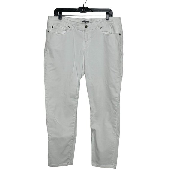 Eileen Fisher Slim Fit Mid Rise Jeans Size 14 White Cotton Blend Beachy‎ Casual - Picture 1 of 6
